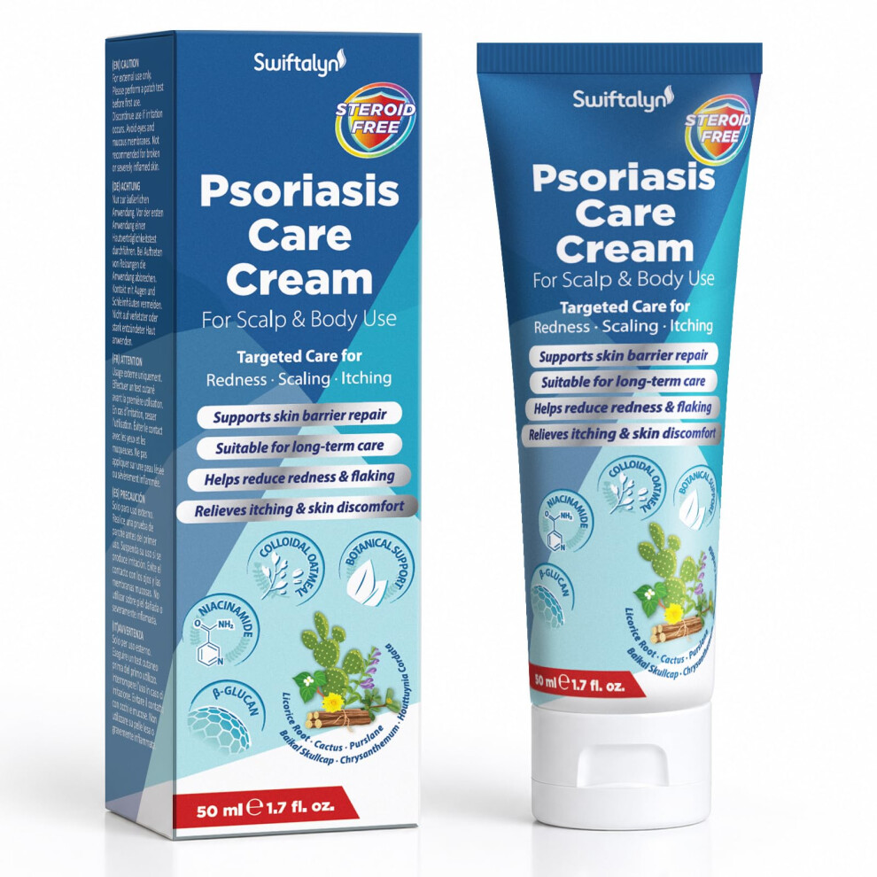 Swiftalyn Psoriasis Treatment Cream For Scalp & Skin: Steroid-Free Formula With Salicylic Acid, Colloidal Oatmeal & Niacinamide Â Helps Soothe Itching, Rednes