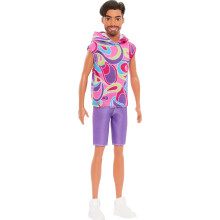 Barbie Fashionistas Ken Doll #227 with Look Inspired byThe Totally Hair Look,Brunette with Short Beard&Slender Body Type,65th Anniversary Collectible