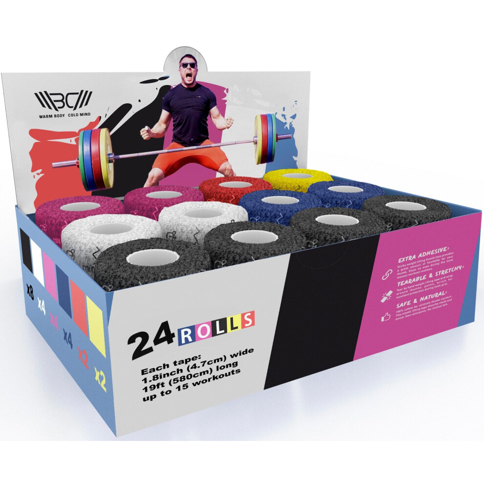 Warm Body Cold Mind Weight Lifting Thumb Tape - Hook Grip Tape For Crossfit, Weightlifting Powerlifting Deadlift, Sticky & Stretchy Athletic Grip Tap