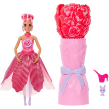 Barbie Petal Pop Scented Doll with Rose Dress & Accessories, Bouquet Reveal with Pet Bunny & Surprises Like Watering Can, Necklace & Earrings​​​