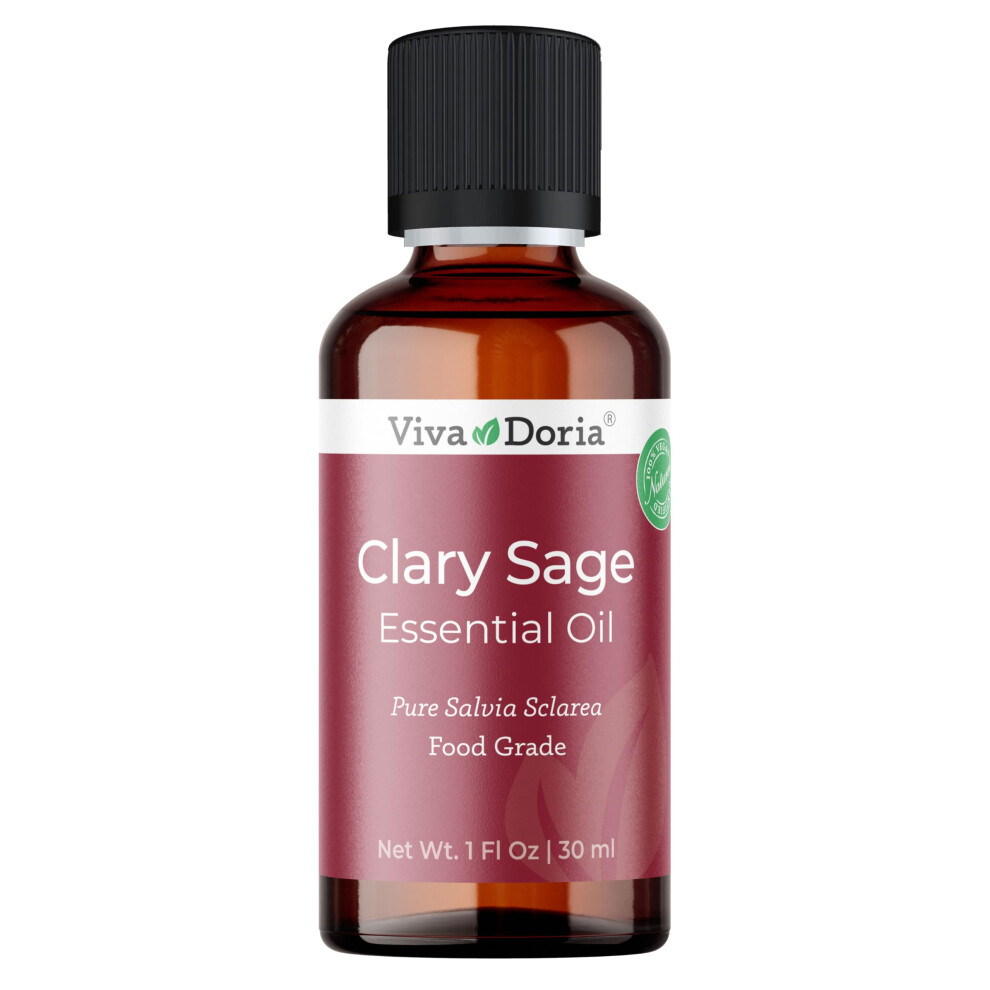Viva Doria Pure Clary Sage Essential Oil, Undiluted, Food Grade, 30 Ml (1 Fl Oz)