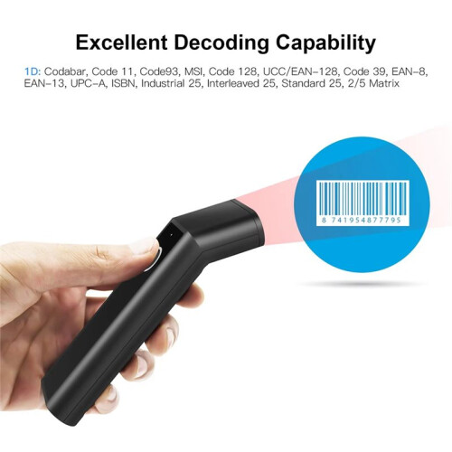 3 in 1 Barcode Scanner Handheld 1D Bar Code Reader BT and 2.4G Wireless USB Wired Connection with Charging Scanner 1D 1