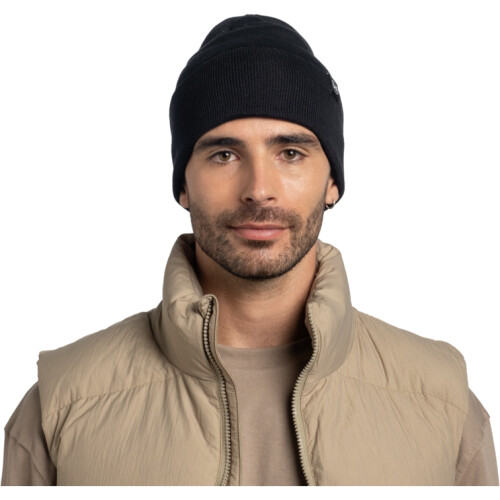 Buff Buff Unisex Lilon Two Layer Circular Knit Beanie - Black - OS 1