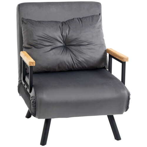 Homcom Sofá Cama Individual Gris 63 x 73 x 81 cm