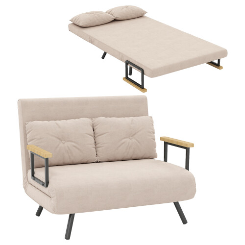 Homcom Sofá Cama Beige 102 x 73 x 81 cm