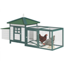 Gallinero de Madera Verde 196 x 76 x 97 cm