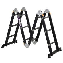 Escalera Plegable de Aluminio Negro 370 x 61 x 11 cm