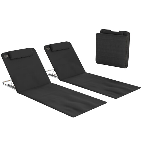Outsunny Esterillas de Playa Negro 134 x 48 x 43 cm