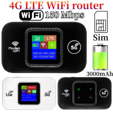 Roteador WiFi 4G Lte Hotspot Móvel Portátil 3000mAh 150Mbps Roteador Sem Fio com Slot para Cartão SIM Repetidor para Casa