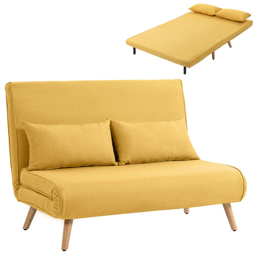 Homcom Sofá Cama Amarillo 120 x 75 x 85 cm