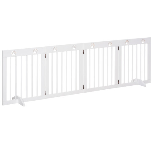 PawHut Barrera Seguridad Perro Blanco 204 x 30 x 61 cm