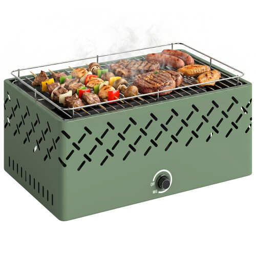 Outsunny Barbacoa de Carbón Verde 45.5 x 29 x 21 cm