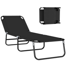 Tumbona Plegable Negro 188 x 56 x 28 cm