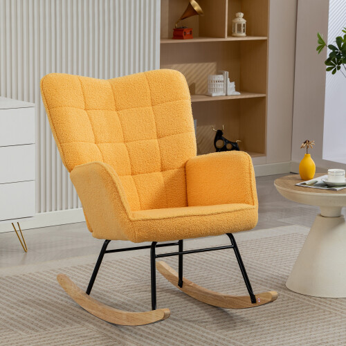 Homcom Silla Mecedora Amarillo 71 x 98 x 101 cm