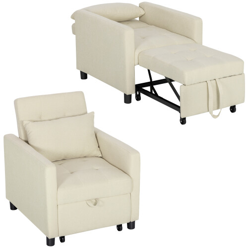 Homcom Sillón Cama Beige 69 x 82.5 x 84 cm