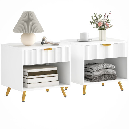 Homcom Mesitas de Noche Blanco 50 x 40 x 47 cm