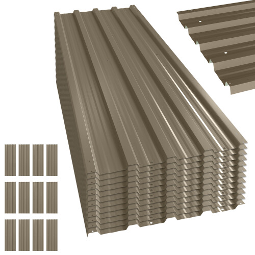 Outsunny Paneles Acero Galvanizado Marrón 129 x 45 cm