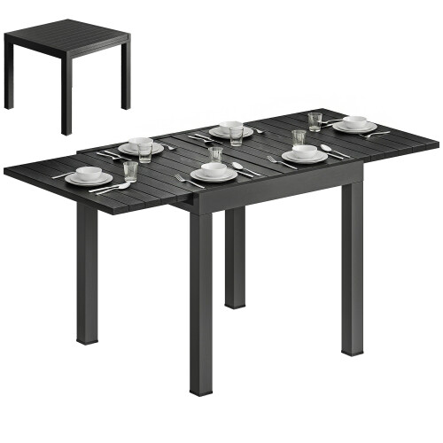 Outsunny Mesa Jardín Extensible Negro 160 x 80 x 75 cm