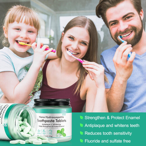 APCKFLEE 150 Toothpaste Tablets, Peppermint Flavored, Nano Hydroxyapatite, Fluor 1