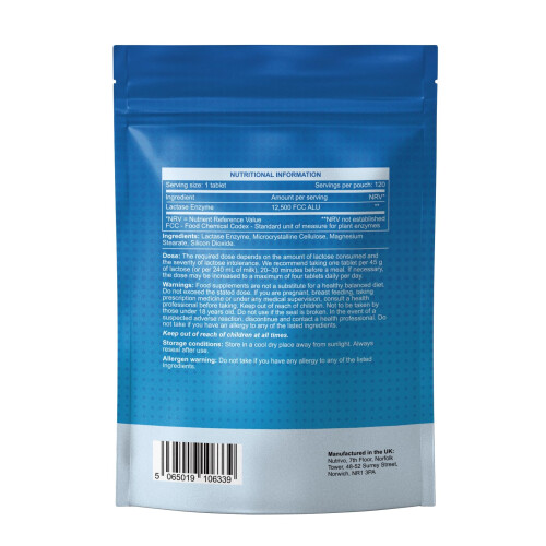 Nutrivo Lactase Tablets | High Strength Lactose Intolerance Tablets 12,500 FCC | 1