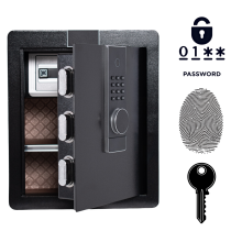 Armoured Home Biometric Fingerprint Safe 45x38x32 cm Black — biometric safe, fingerprint lock, steel home safe, black wall safe, document safe