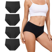 Women's Cotton Panties Ladies Underwear Comfortable Set of 4 Black L — women briefs, everyday underwear, sports panties, comfortable briefs