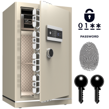 Armored Home Safe with Electronic Lock and Key 80x48x43 cm Beige — armored home safe, electronic safe with lock, leather safe