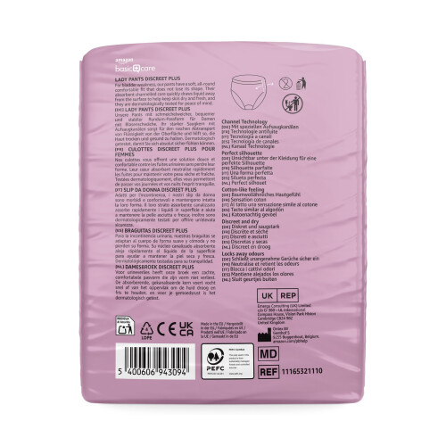 Amazon Basic Care Lady Pants Plus Large - 40 Count (4 Packs of 10), 1
