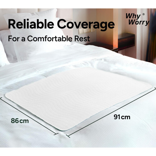 2 x WhyWorry Washable Incontinence Bed Sheets, 86x91 cm, Single Bed, White 1