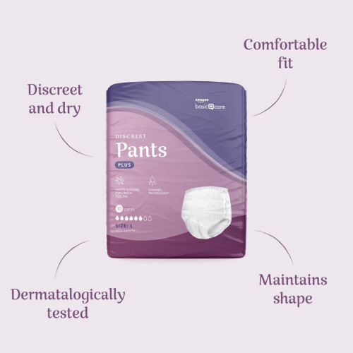 Amazon Basic Care Lady Pants Plus Large - 40 Count (4 Packs of 10), 2
