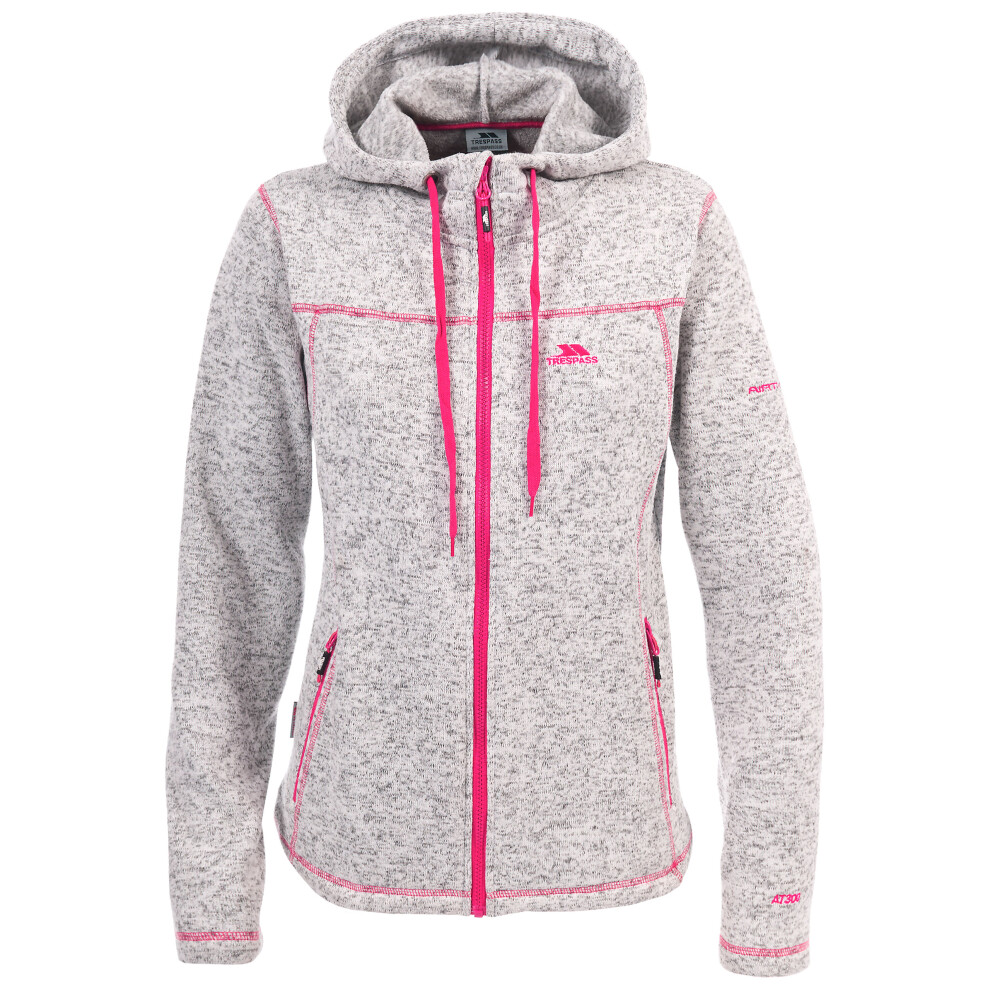 Trespass (18, Ghost / Cerise) Odelia Womens Full Zip Fleece Hood Jacket