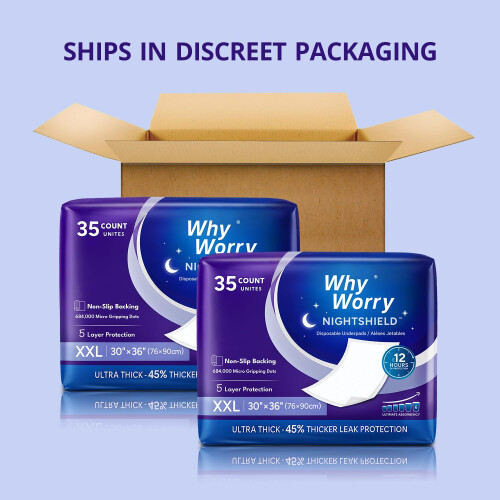 WhyWorry NightShield Disposable Incontinence Bed Pads, 76 x 90 cm Bed 2