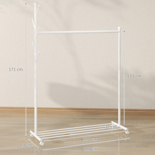 Homcom Burro para Ropa Blanco 120 x 43 x 171 cm 2