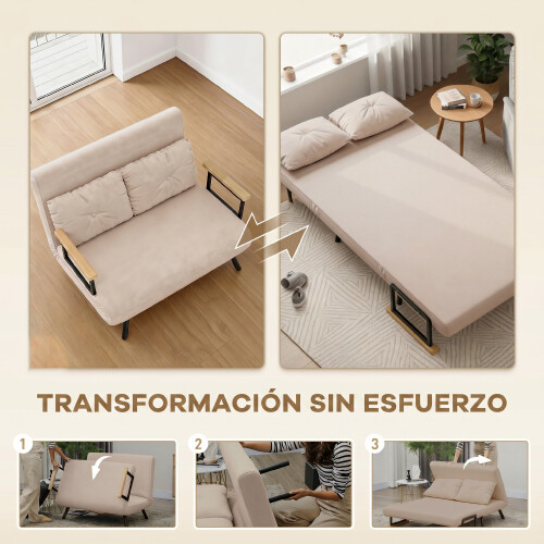 Homcom Sofá Cama Beige 102 x 73 x 81 cm 2