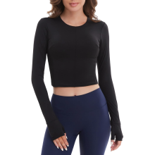Camiseta Deportiva de Manga Larga para Mujer Fitness Transpirable Negra XL — sudadera entrenamiento mujer, ropa yoga