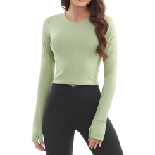 Camiseta Deportiva de Manga Larga para Mujer Fitness Transpirable Verde M — sudadera yoga, ropa entrenamiento mujer