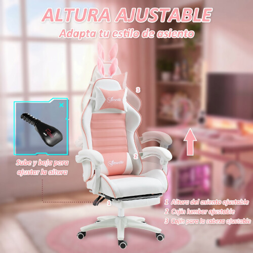 Vinsetto Silla Gaming Rosa 65 x 63 x 142 cm 2
