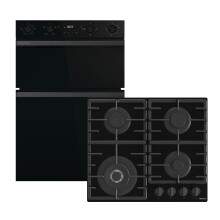 Hisense Hi6 HIPKD6CB60G1 Built In Electric Double Oven and Gas Hob Pack - Black - A/A Rated