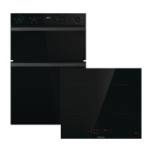 Hisense Hi6 HIPKD6CB60IND Built In Electric Double Oven and Induction Hob Pack - Black - A/A Rated