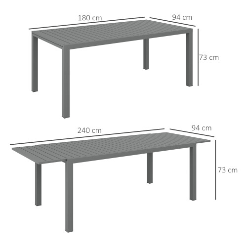 Outsunny Mesa de Jardín Gris 240 x 94 x 73 cm 2
