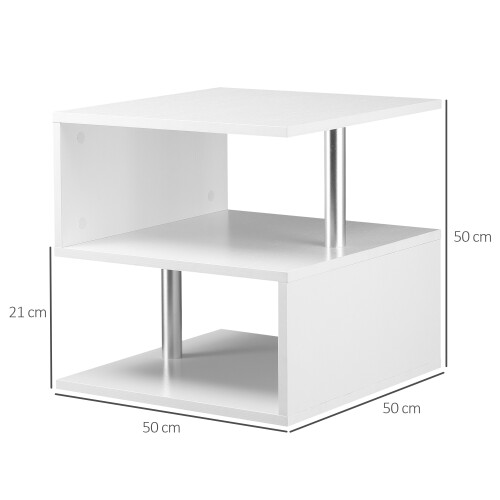 Homcom Mesa de Centro Café Blanco 50 x 50 x 50 cm 2