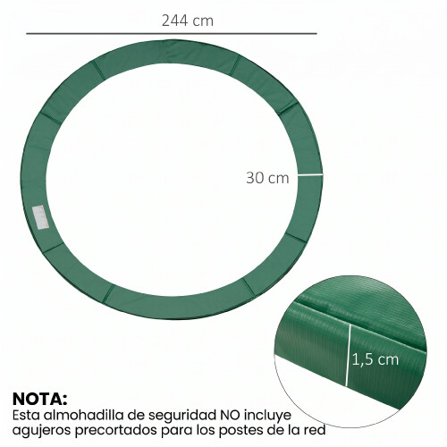 Homcom Cojín Borde para Cama Elástica Verde Ø244 cm 2