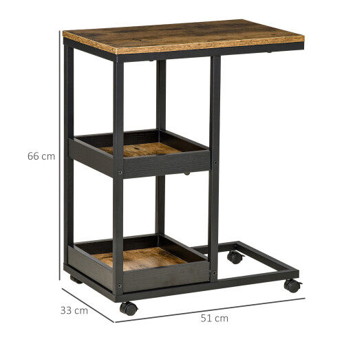 Homcom Mesa Auxiliar Marrón 51 x 33 x 66 cm 2