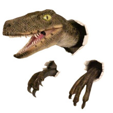 Velociraptor Statue Wall Resin Mount Dinosaur  Sculpture Wall Hanging Ornament for Indoor and Outdoor Dinosaur