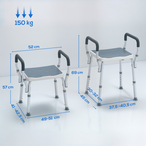 Homcom Taburete de Ducha Bicolor 52 x 45 x 69 cm 2