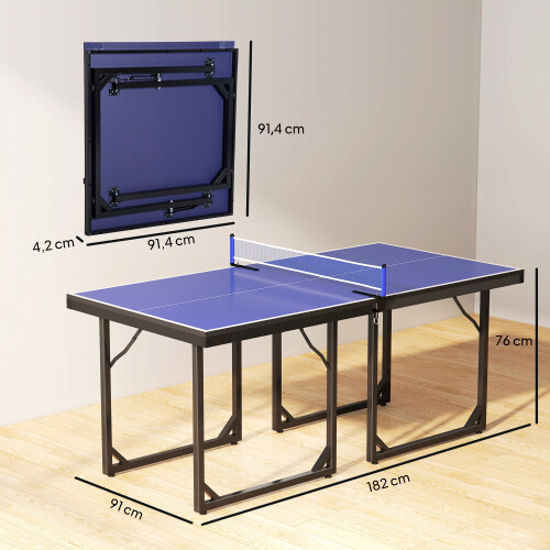 Homcom Mesa de Ping-Pong Azul 182 x 91 x 76 cm 2