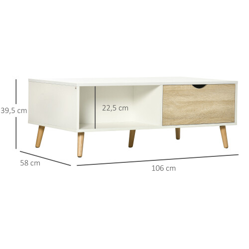 Homcom Mesa de Centro Blanco 106 x 58 x 39.5 cm 2