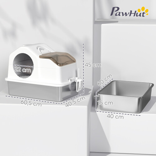PawHut Arenero para Gato Blanco 60.5 x 40.5 x 45 cm 2