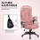 Vinsetto Silla de Masaje Rosa 65 x 71 x 120 cm 5