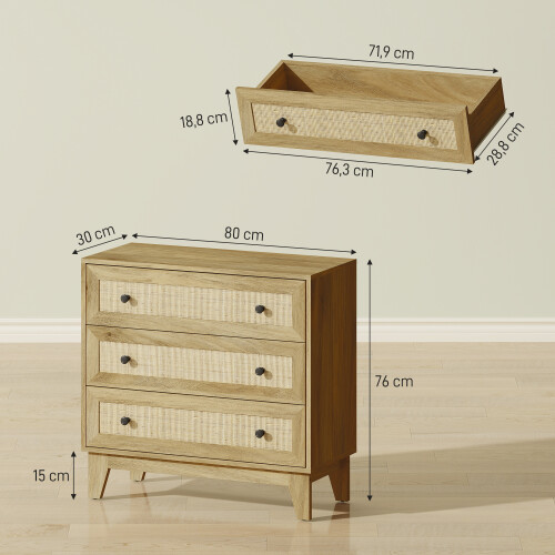 Homcom Cómoda para Dormitorio Marrón 80 x 35 x 76 cm 2